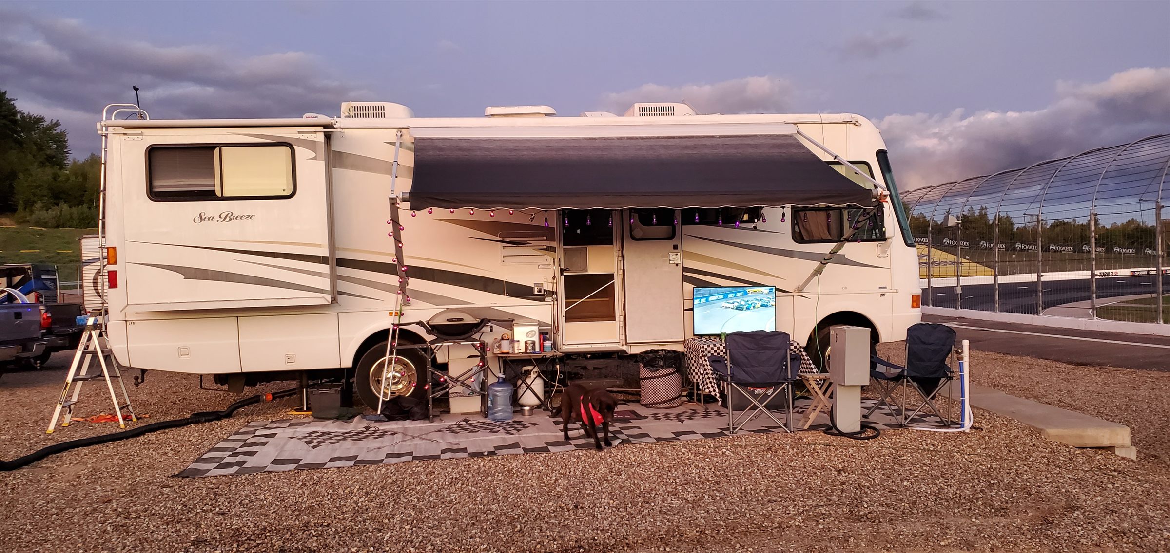 Trackside Sea Breeze RV at golden hour